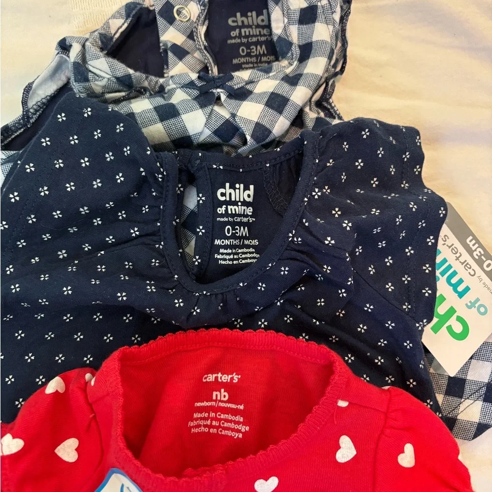 Carter's Red and Navy Heart Diaper Cover Set